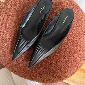 Balenciaga Demna Black Pointed Leather Mules